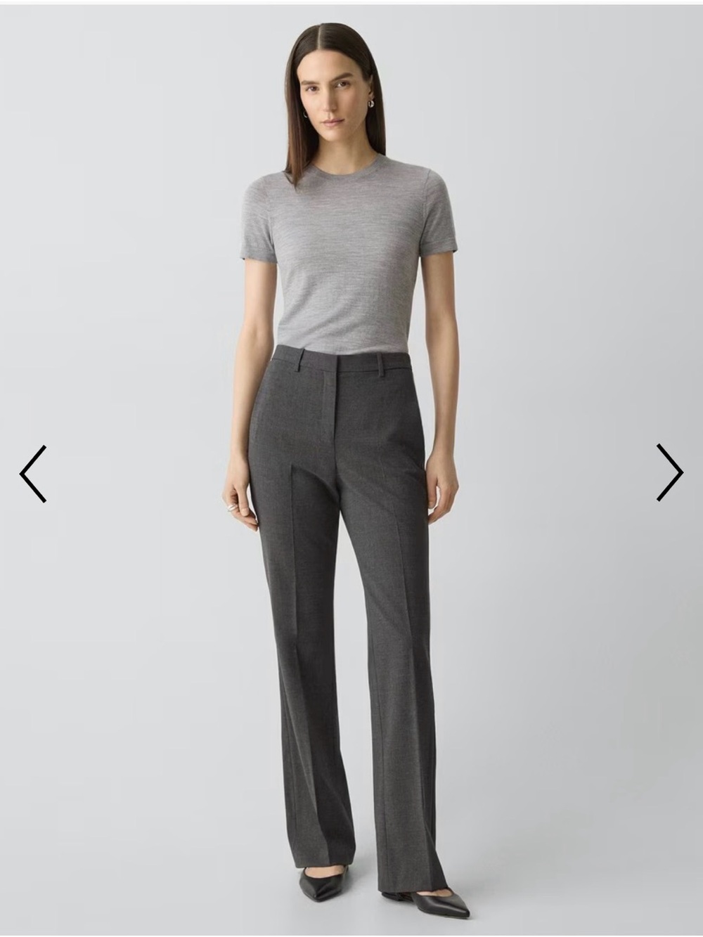 Theory “Good Wool” Flare Dress Pants - Gray